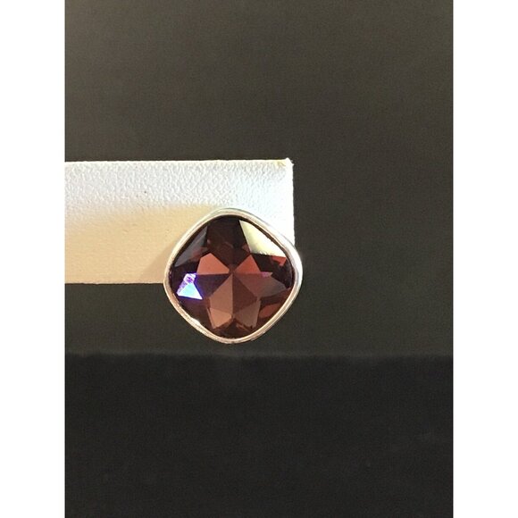 Avon Silver Tone Color Brights Purple Button Pierced Earrings (1594-1-2) - Picture 2 of 4